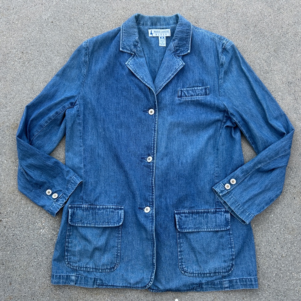 Marsh Landing Classic Blue Jean Jacket Women Size Medium